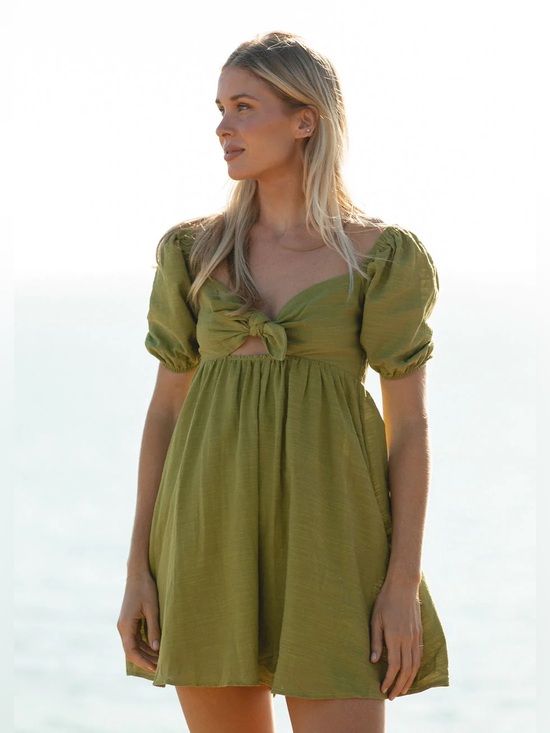 Solaí The Label Dresses & Skirts - Solai the Label Lively Cotton Mini Dress in Olive Green Size Small